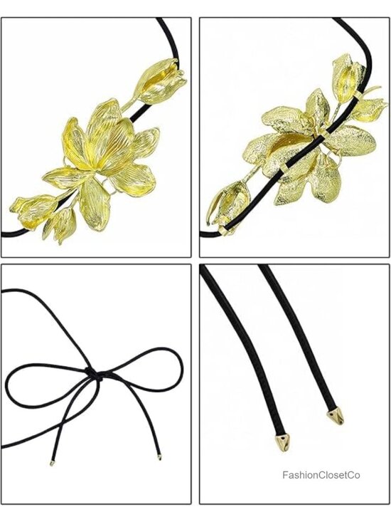 Boho Tulip Flower Waist Belt PU Leather Rope Floral Waist Band for Dress main image 4